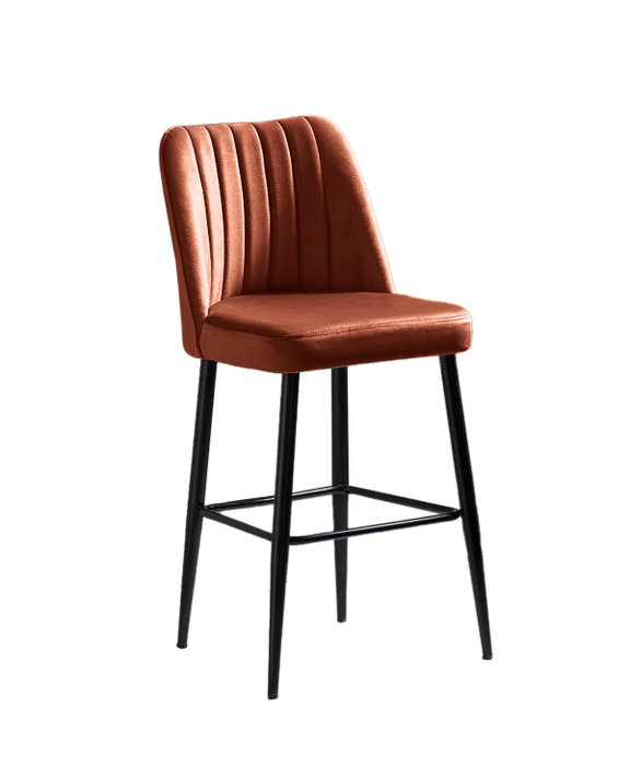 Hanah Home Juego de Taburetes de Bar Vento - Rojo Teja, Asiento 65cm, Ancho 46cm, Juego 2 Piezas, Patas Metal
